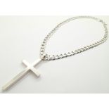 Sterling silver 1973 solid large cross on solid chunky sterling silver curb chain RRP £700.