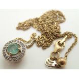 925 silver gilt stone set pendant and chain CONDITION REPORT: Chain L: 60 cm