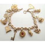 9ct gold charm bracelet 42.