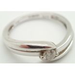18ct white gold diamond solitaire ring size N 2.