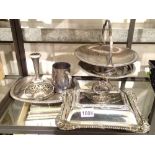 Shelf of silver plated items