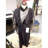 Edwardian type black and grey dress with leg o mutton sleeves approximately size 8 (including