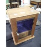 Oak glass fronted smokers cabinet
