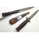 Good quality hunting knife (blade L: 18 cm) and an African dagger (blade L: 19 cm)