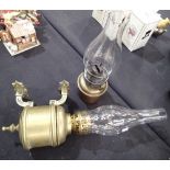 Two brass paraffin lamps,