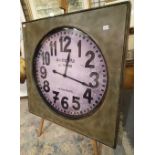 Large tin plate quartz movement wall clock 111 cm square