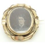 Edwardian pinchbeck swivel mourning brooch 46 x 42 mm