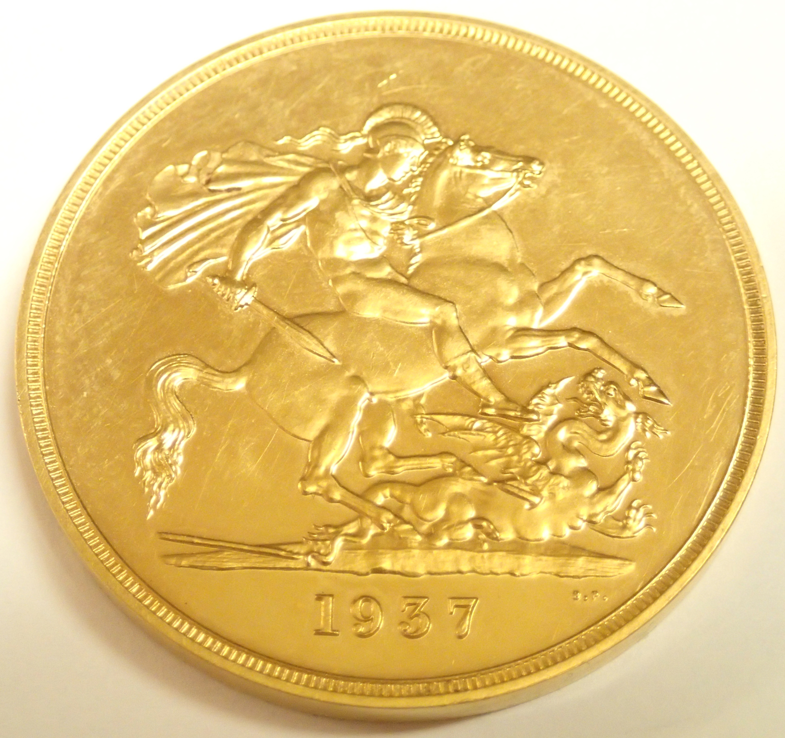 George VI 1937 gold five pounds coin - Image 2 of 2