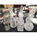 Quantity of decanters and other glassware