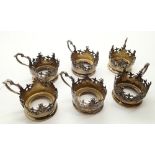 Six matched silver (London 1866) tea glass holders 205g CONDITION REPORT: No