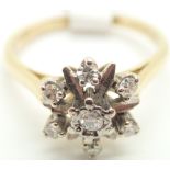 18ct yellow gold diamond starburst ring size N 3.