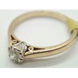 9ct gold diamond solitaire ring size L 1.