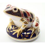Royal Crown Derby frog with gold stopper H: 8 cm