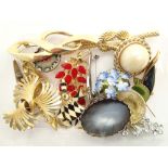 Mixed costume jewellery brooches