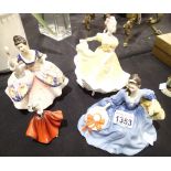 Four Royal Doulton figurines, 3 large,