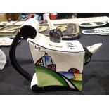 Lorna Bailey Art Deco House pattern concave teapot CONDITION REPORT: No cracks,