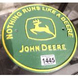 Cast iron John Deere sign D: 23 cm