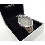 Gents Seiko chronograph 100m wristwatch on gold tone bracelet with white dial new in box with