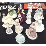 Quantity of mixed female figurines including Royal Doulton and Coalport (12)