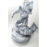Zsolnay Pecs fighting bear figurines in grey colourway H: 35 cm