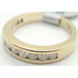 Ladies 9ct gold and diamond half eternity ring size J 3.