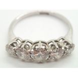 Antique platinum five diamond ring size K 3.2g approximately 1.