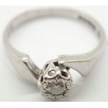 18ct white gold diamond solitaire ring size L 3.