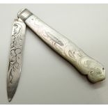 Silver mother of pearl fruit knife