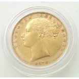 1870 Victoria full sovereign with shield back