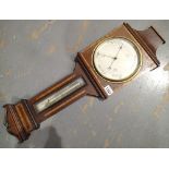 Edwardian inlaid mahogany barometer thermometer (please see condition report) CONDITION