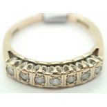 9ct yellow gold vintage seven diamond ring size N 2.