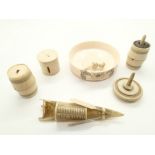 Assorted Oriental carved bone items