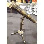 Brass telescope and stand marked W Ottway H: 22 cm