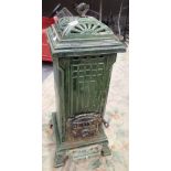 Victorian German green enamel cast iron room heater 90c high