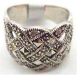 Fancy sterling silver marcasite ring size O 5.