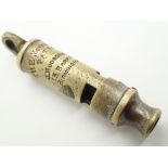 The Metropolitan Patent Brass Whistle by J H Hudson 13 Barr Street Birmingham