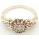 Unmarked believed 18ct yellow gold diamond set ring (approximately 1ct total diamonds) size O/P 2.