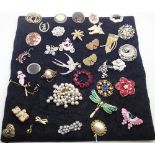 Display of mixed brooches and tie pins