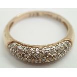 9ct yellow gold diamond set ring size N 2.1g, approximately 0.