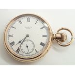 Early 20thC crown wind open face yellow metal pocket watch (please see condition report) D: 50 mm