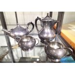 Four piece Tudric pewter tea set