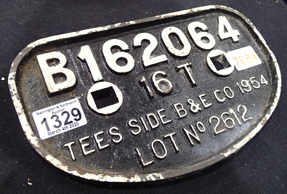 Cast Iron Wagon Plate - Tees Side 1954