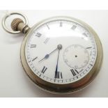 Chrome Buren open face crown wind pocket watch (please see condition report) D: 5 cm