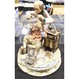 Large Capodimonte The Barber ceramic figurine H: 35 cm