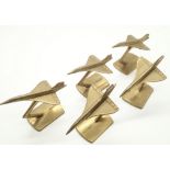 Five brass Concorde models H: 6 cm