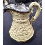 Pewter lidded Ridgway relief moulded hunting jug