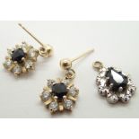 Sapphire set pendant and matching earring set,