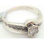 Ladies 9ct white gold fancy diamond ring size K 2.