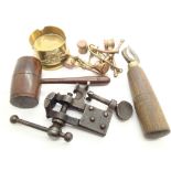 Small quantity of collectables including a fruitwood gavel,