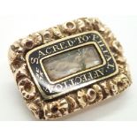 Antique Georgian presumed 18ct gold enamelled mourning brooch,